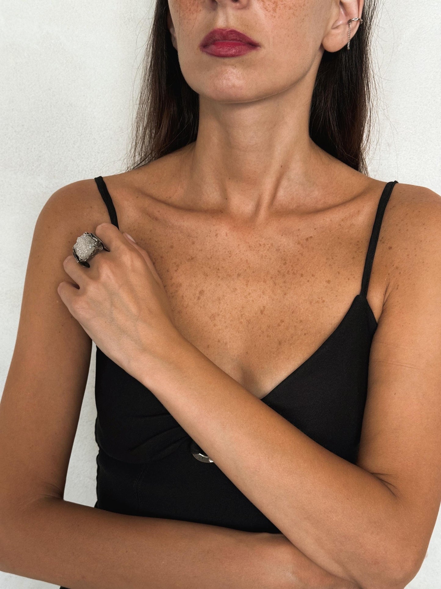Druzy Quartz Silver Ring