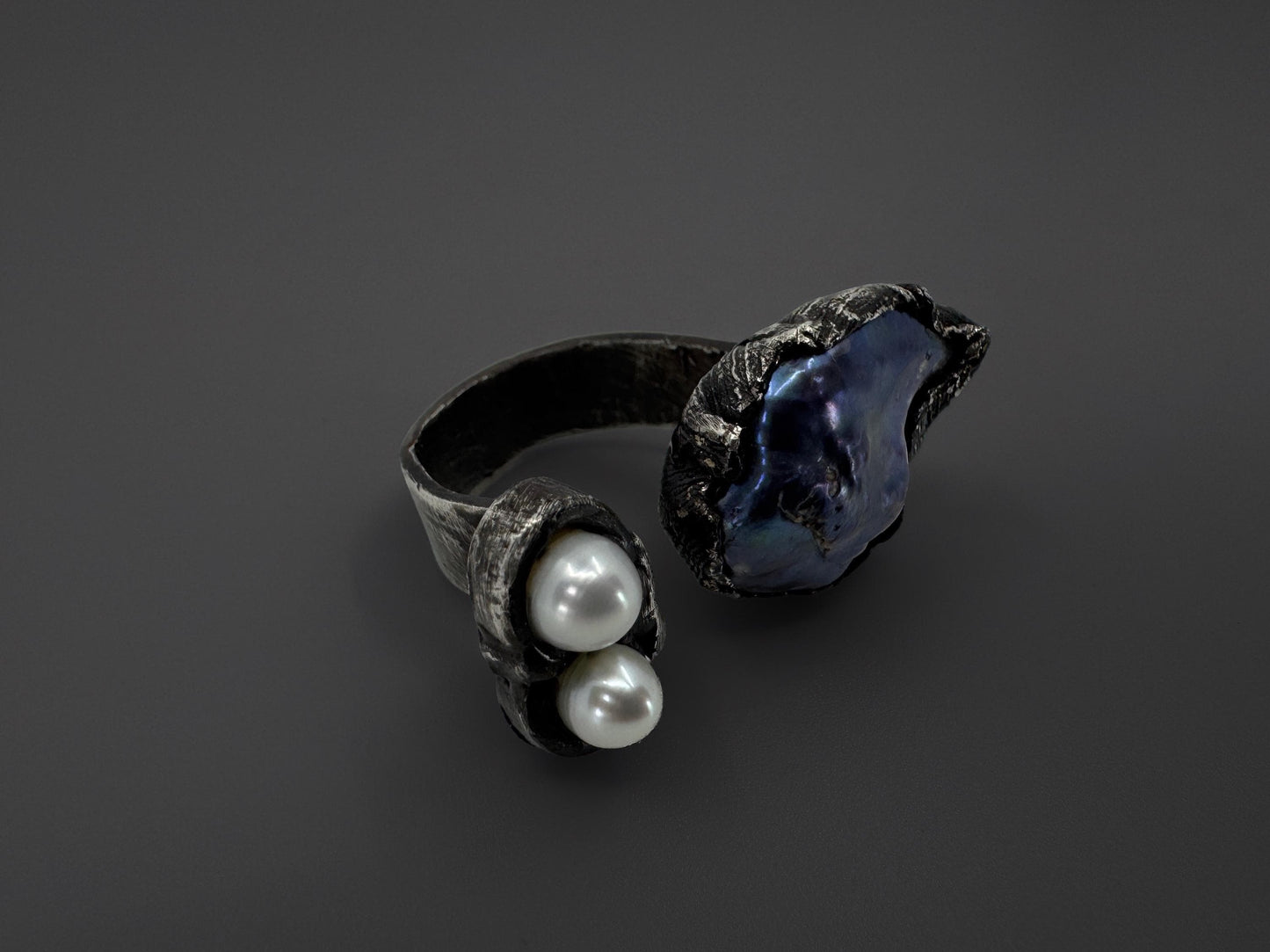 Multi Pearl Silver Ring