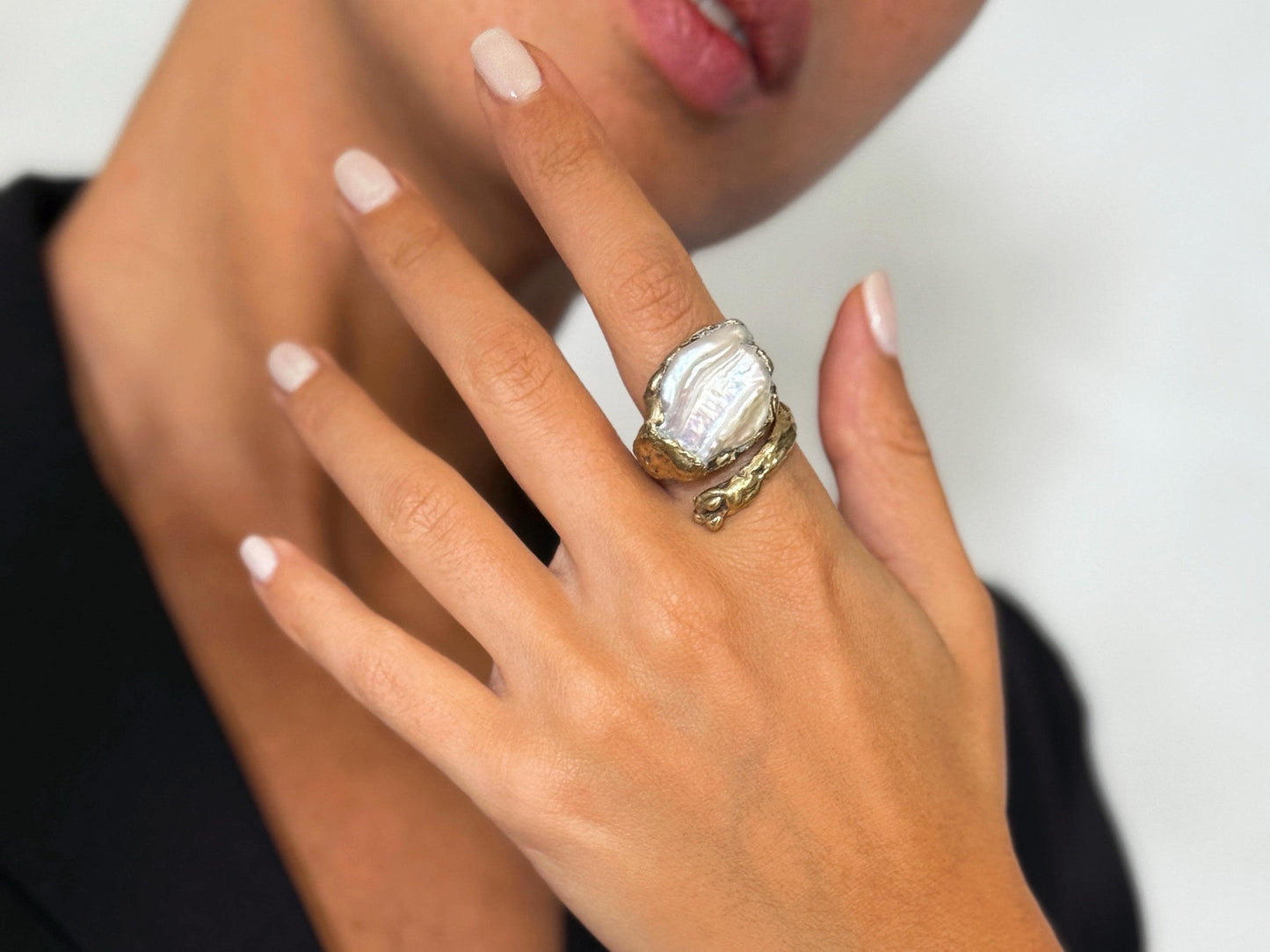 Brass Pearl Ring