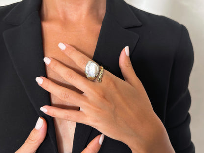 Brass Pearl Ring