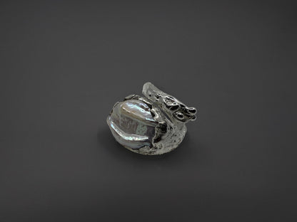 ვერცხლის ღია ბეჭედი მარგალიტით